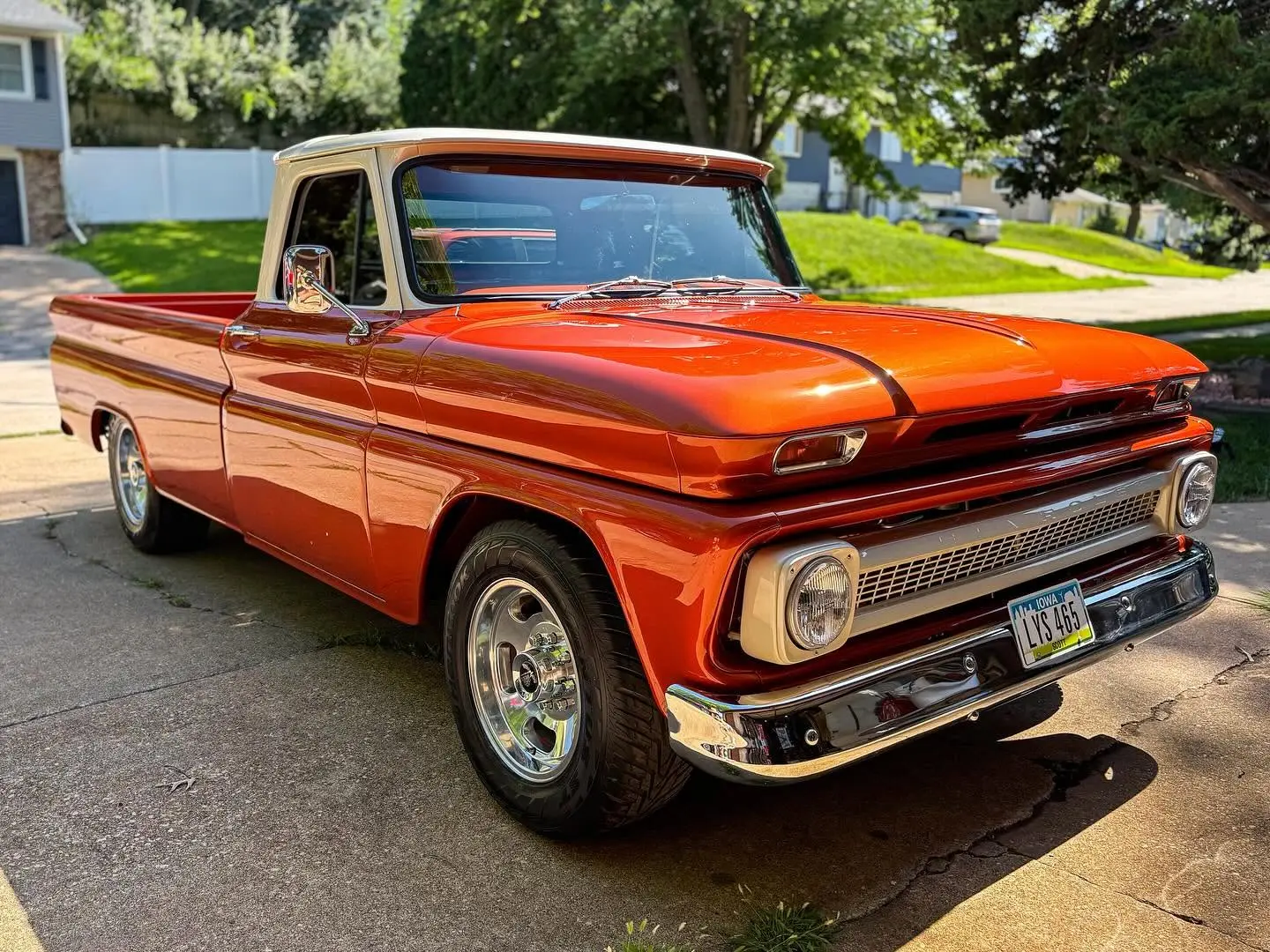 Orange 1964 Chevy C20 pickup with glossy ceramic protected paint