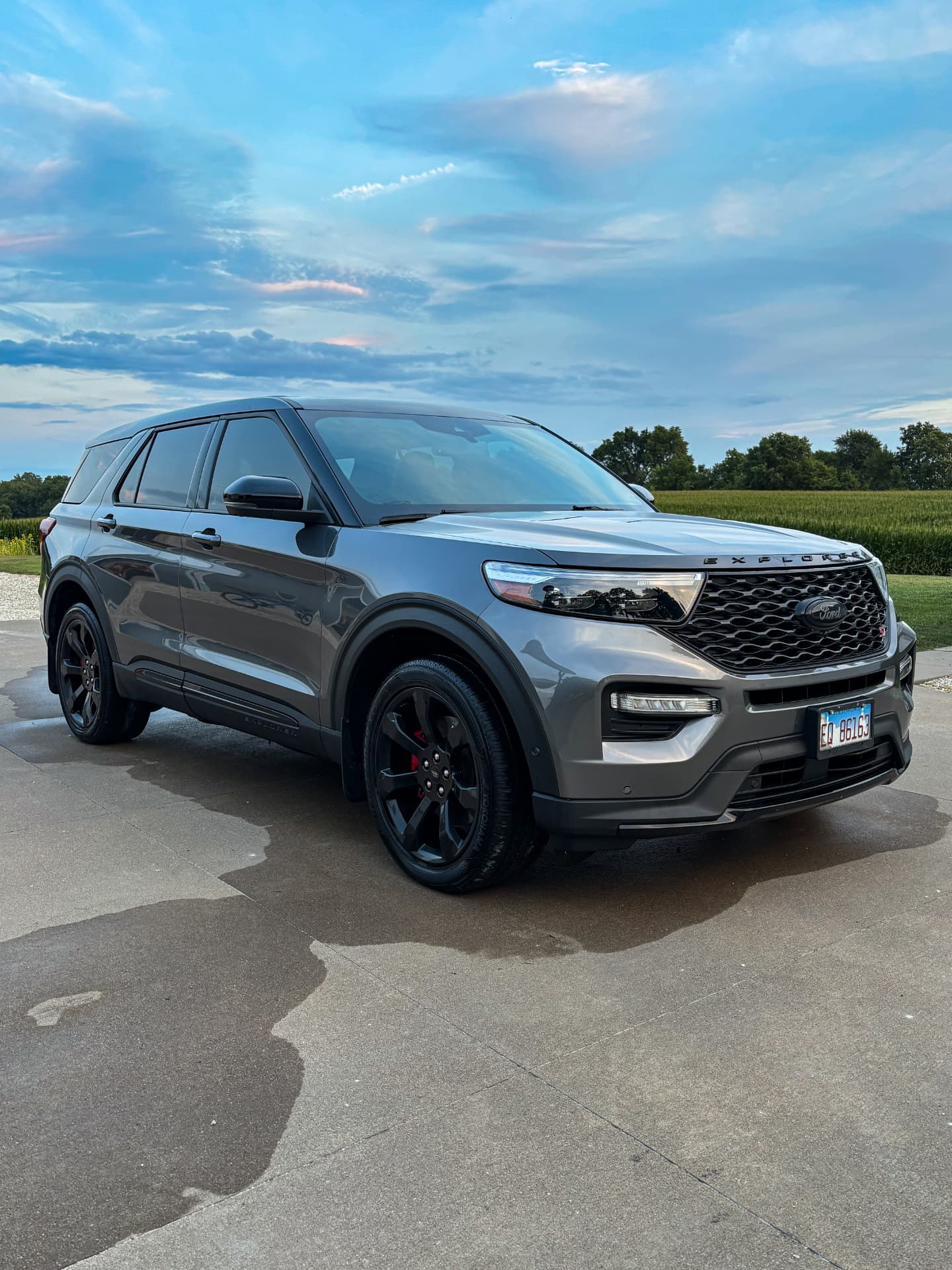 Grey Ford Explorer ST with a freshly detailed glossy exterior