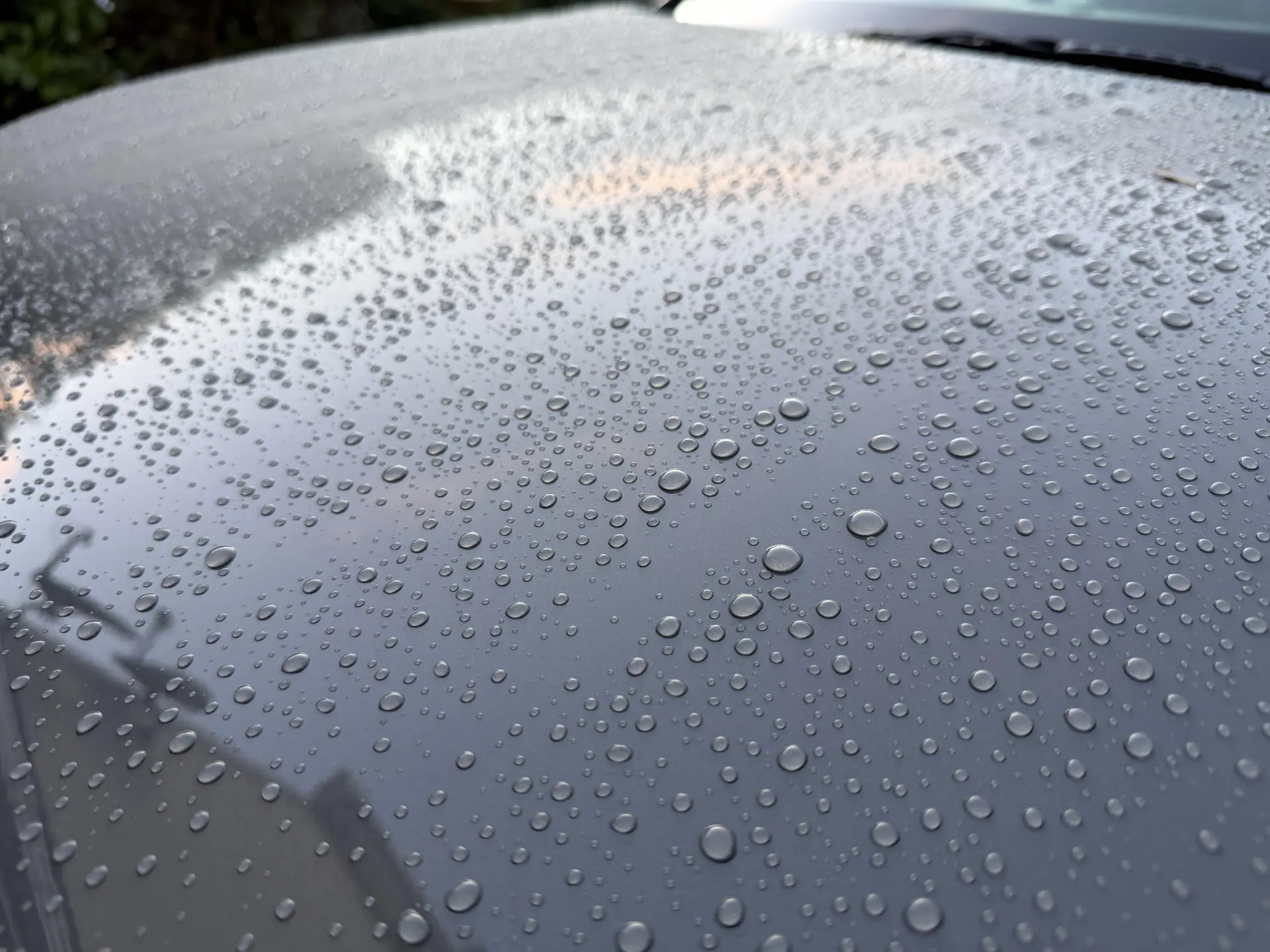 Water beading on ceramic-coated black paint
